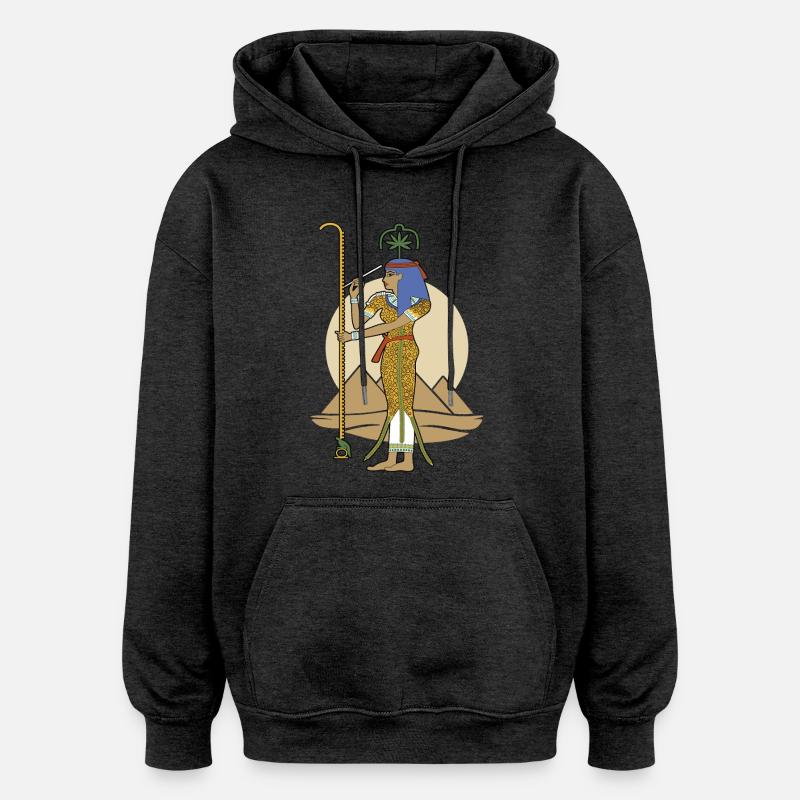 SESHAT Dame des Livres - Sweat à capuche oversize unisexe - charbon