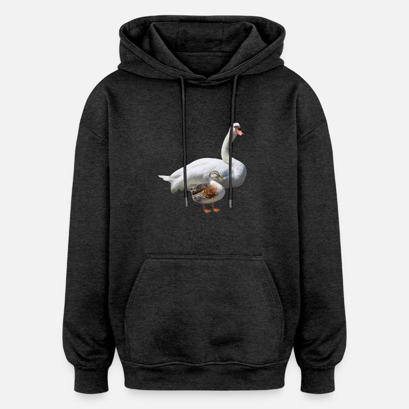 Cygne - Sweat à capuche oversize unisexe - charbon