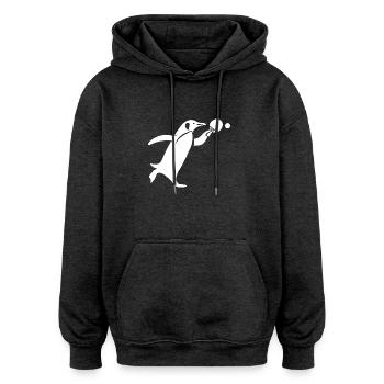 Silhouette de ping-pong pingouin - Sweat à capuche oversize unisexe - charbon - Devant - Noah (186cm)