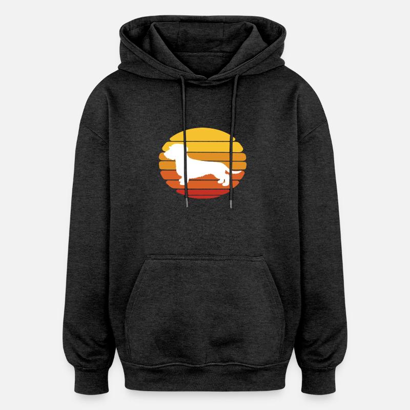 Chien Teckel Sunset Design - Sweat à capuche oversize unisexe - charbon