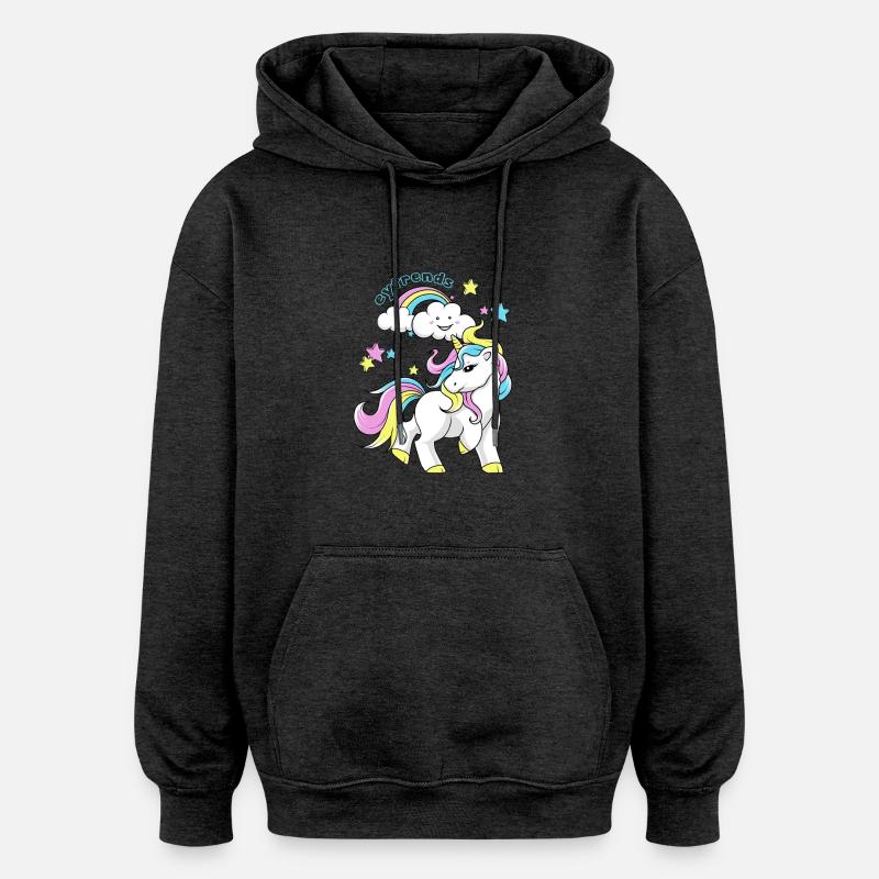 licorne - Sweat à capuche oversize unisexe - charbon