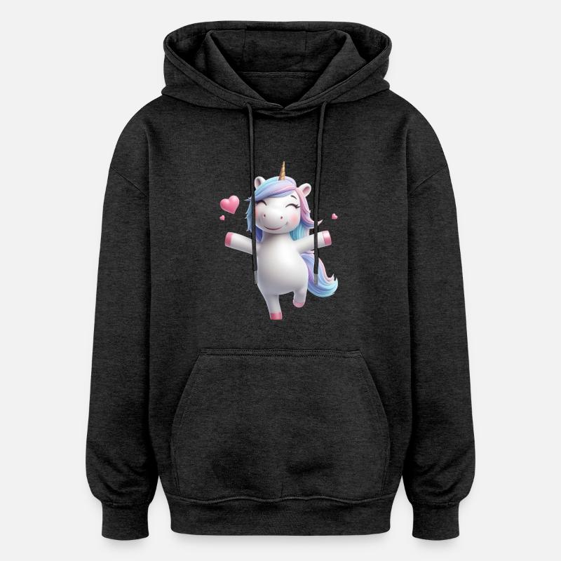 Licorne 1 - Sweat à capuche oversize unisexe - charbon