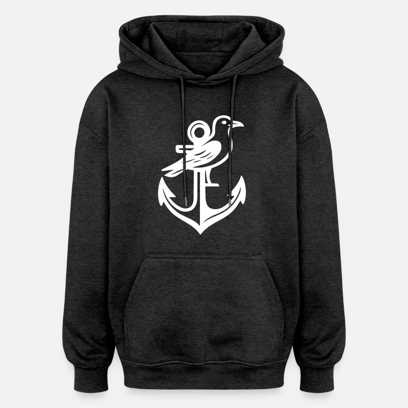Ancre Seagull - Sweat à capuche oversize unisexe - charbon