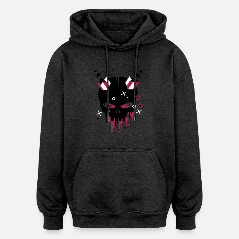 Devilskull with stars - Oversized Unisex Hoodie - charcoal grey
