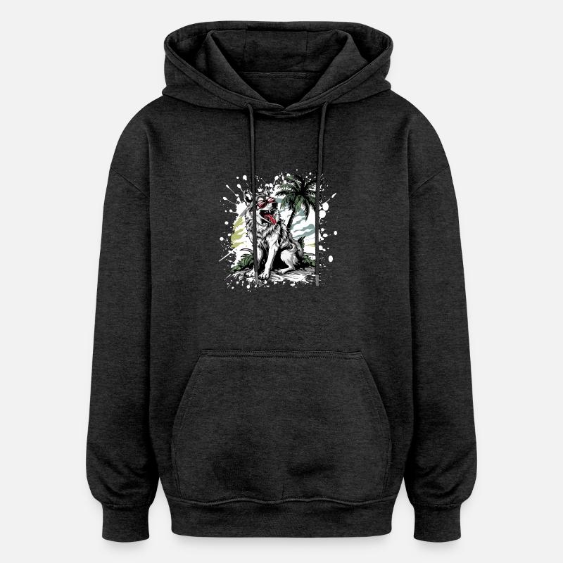 Palmier de l’île Wolf - Sweat à capuche oversize unisexe - charbon
