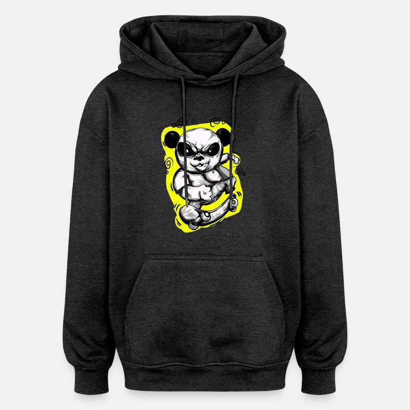 Skate Panda - Oversized Unisex Hoodie - Anthrazit