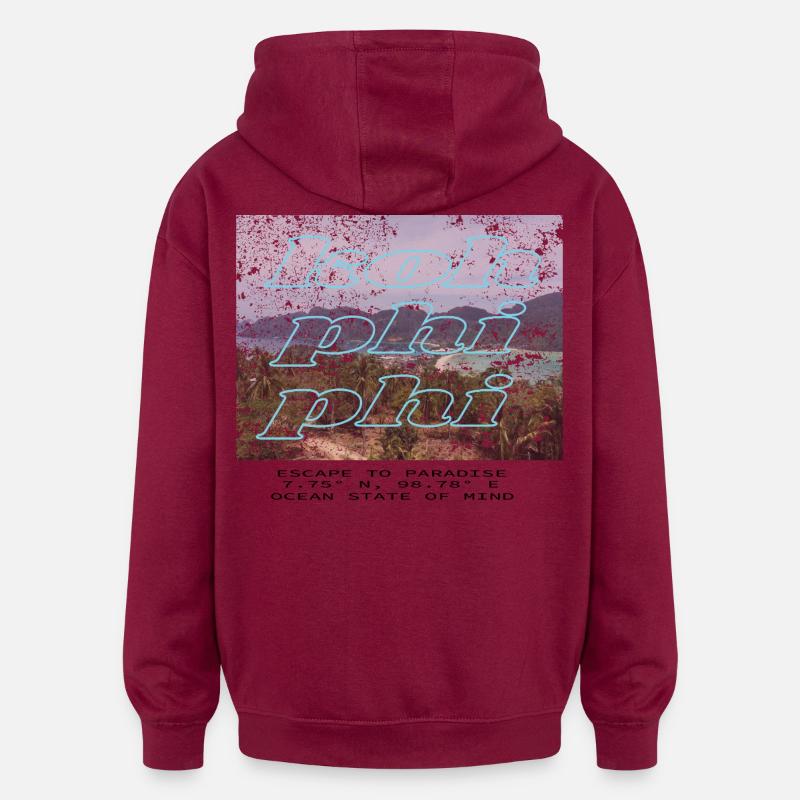 Rêve d’île tropicale - Sweat à capuche oversize unisexe - bordeaux
