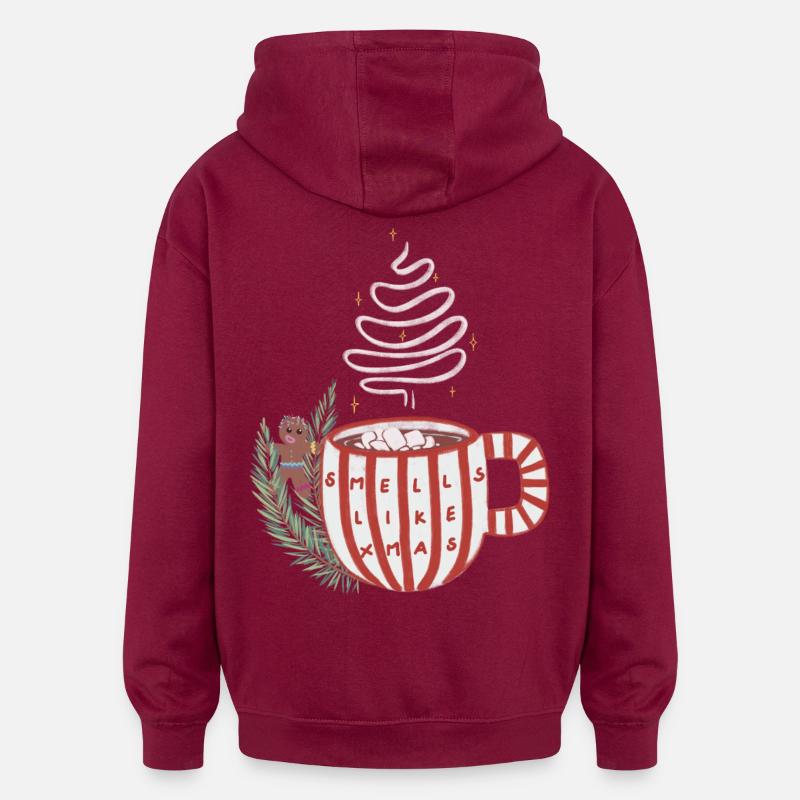 Noël - Sweat à capuche oversize unisexe - bordeaux