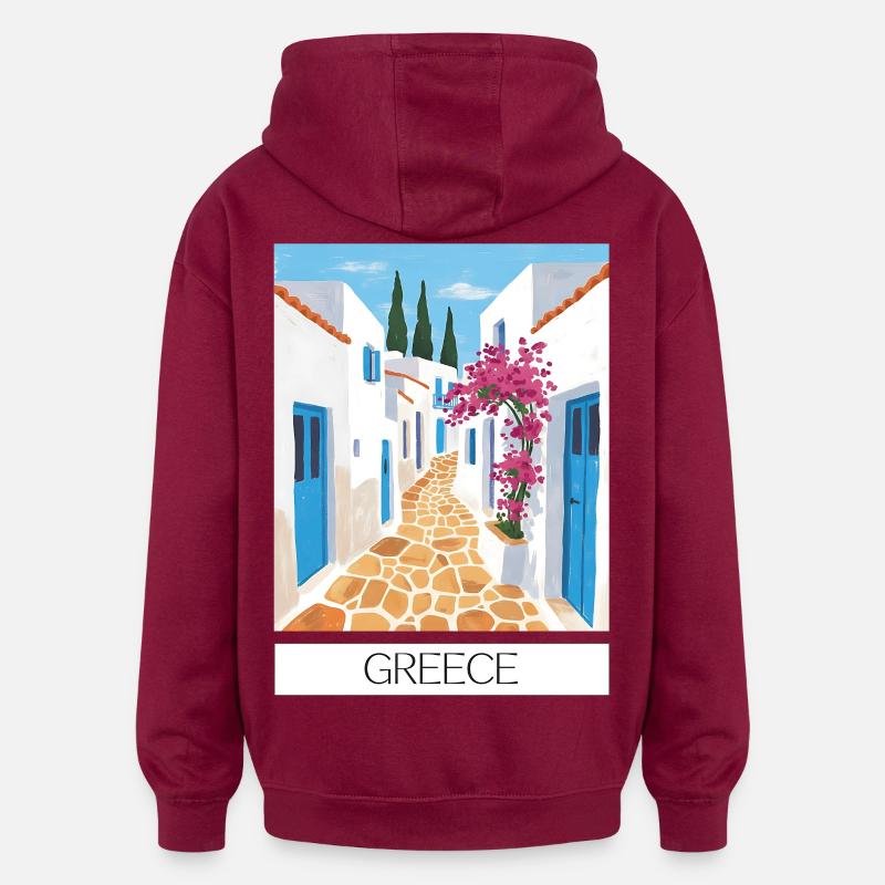 Chemin routier grec bleu & blanc - Sweat à capuche oversize unisexe - bordeaux