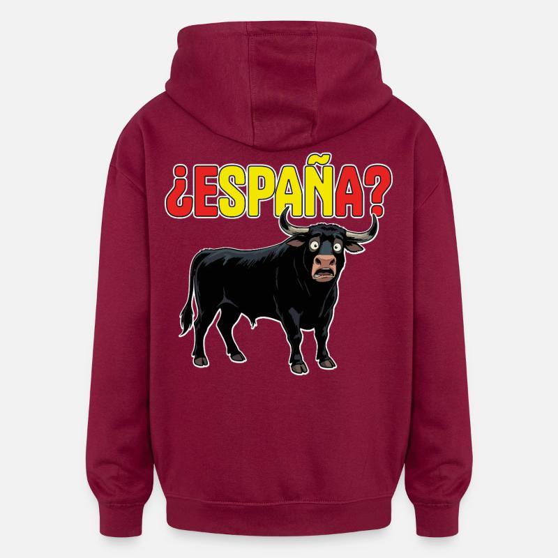 Toro Espagne ? - Sweat à capuche oversize unisexe - bordeaux