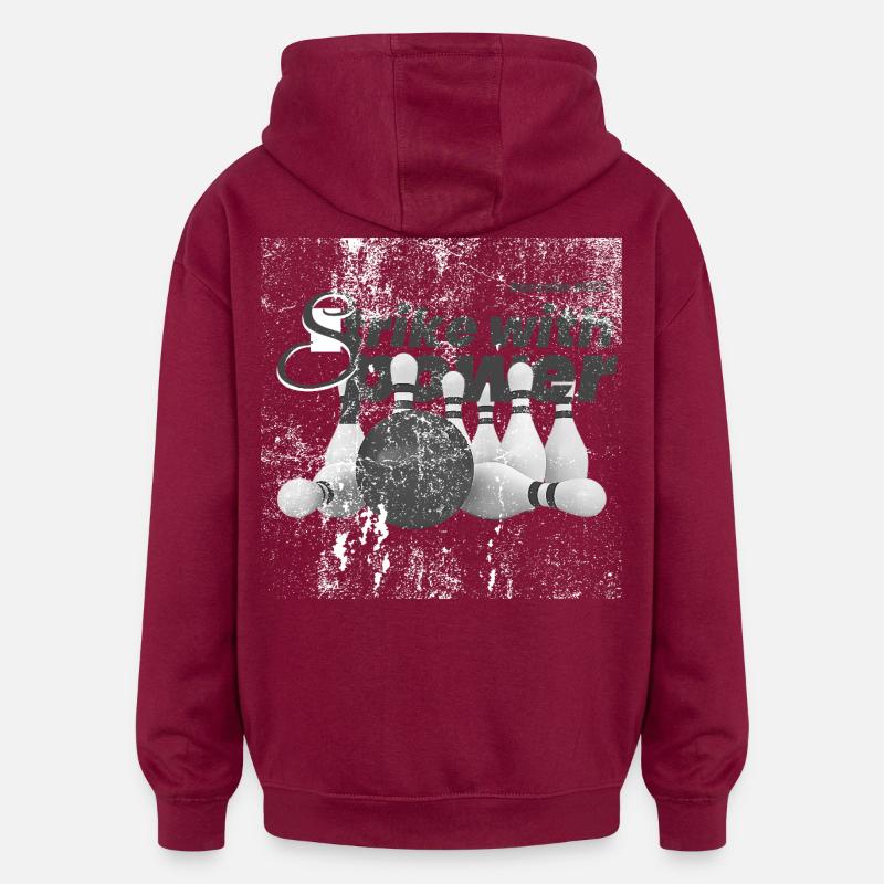 Power Strike, Bowling Grunge - Sweat à capuche oversize unisexe - bordeaux