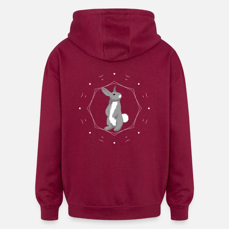 Lapin dans l’anneau de géométrie - Sweat à capuche oversize unisexe - bordeaux