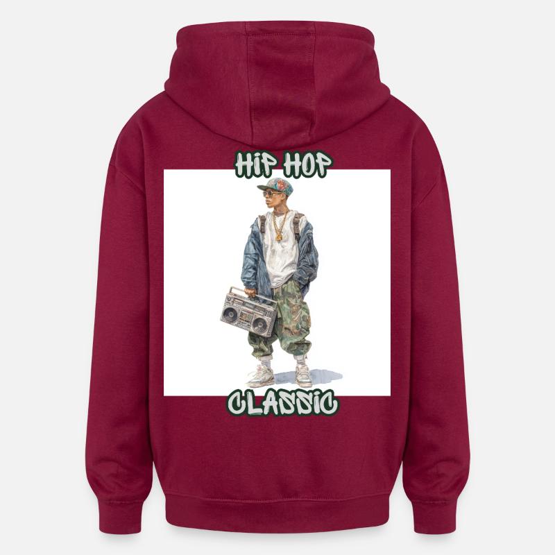 HipHop Style Boombox Classique - Sweat à capuche oversize unisexe - bordeaux