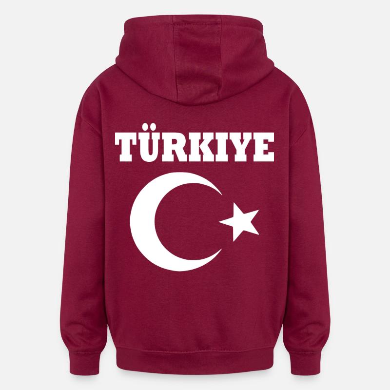Turquie - Sweat à capuche oversize unisexe - bordeaux