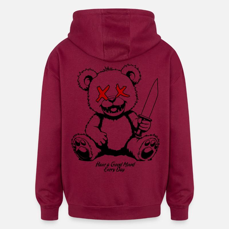 Bär - Oversized Unisex Hoodie - Burgunderrot
