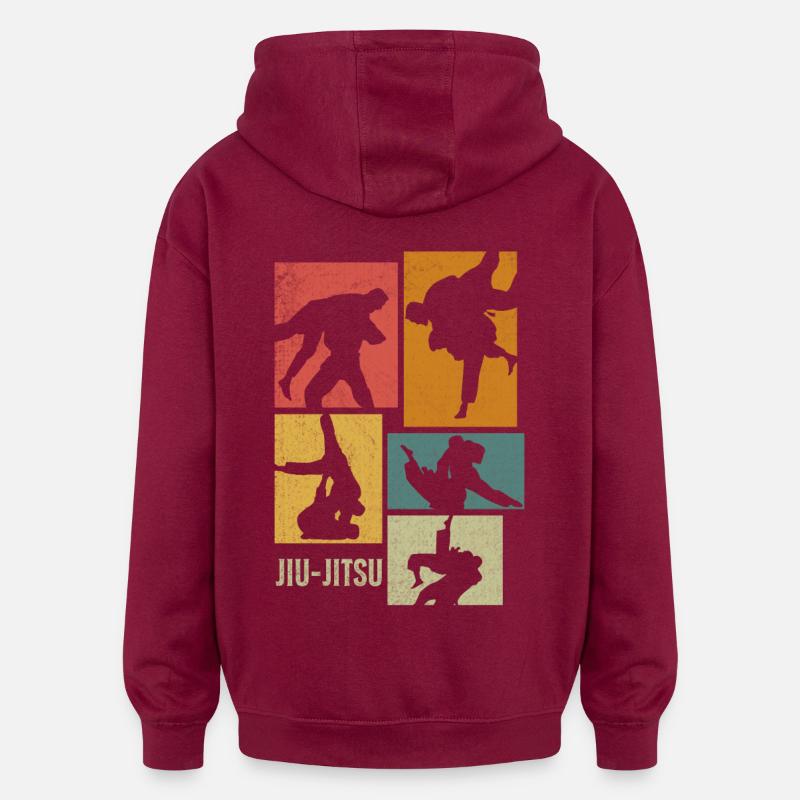 Jiu-Jitsu Brésilien Rétro - Sweat à capuche oversize unisexe - bordeaux