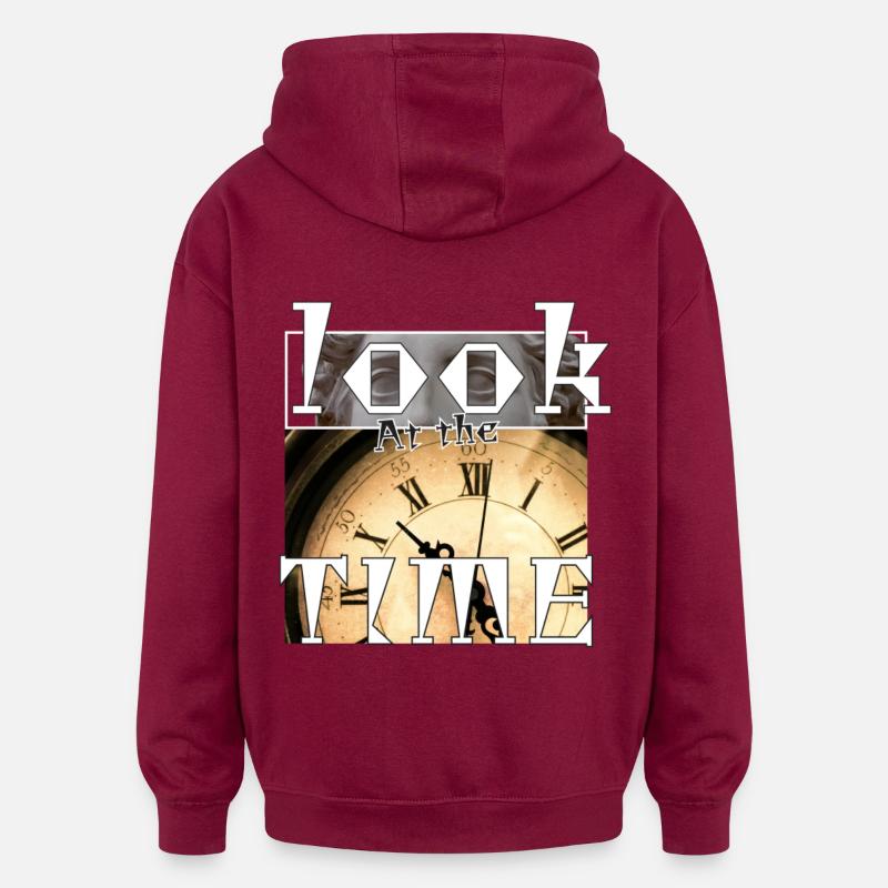 Regarde l'heure - Sweat à capuche oversize unisexe - bordeaux