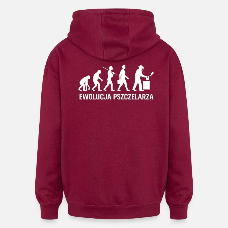L’évolution de l’apiculteur - Sweat à capuche oversize unisexe - bordeaux