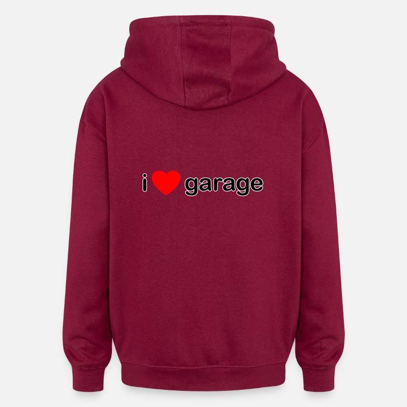 J'aime Garage DJ - Sweat à capuche oversize unisexe - bordeaux