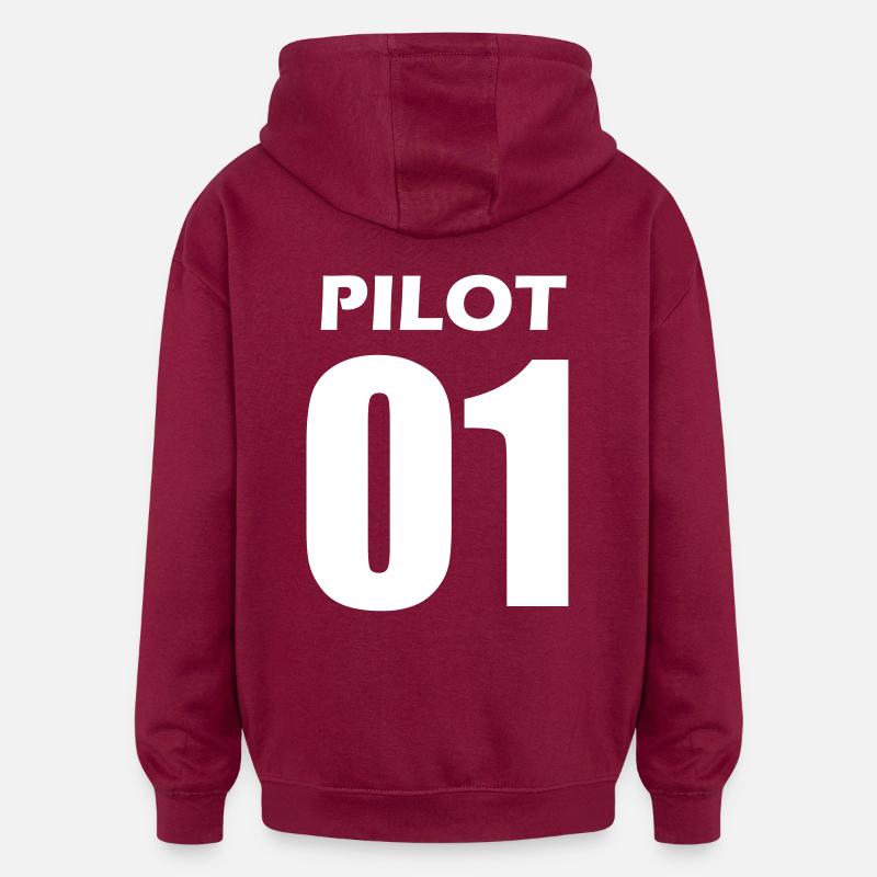 pilot.ai - Sweat à capuche oversize unisexe - bordeaux