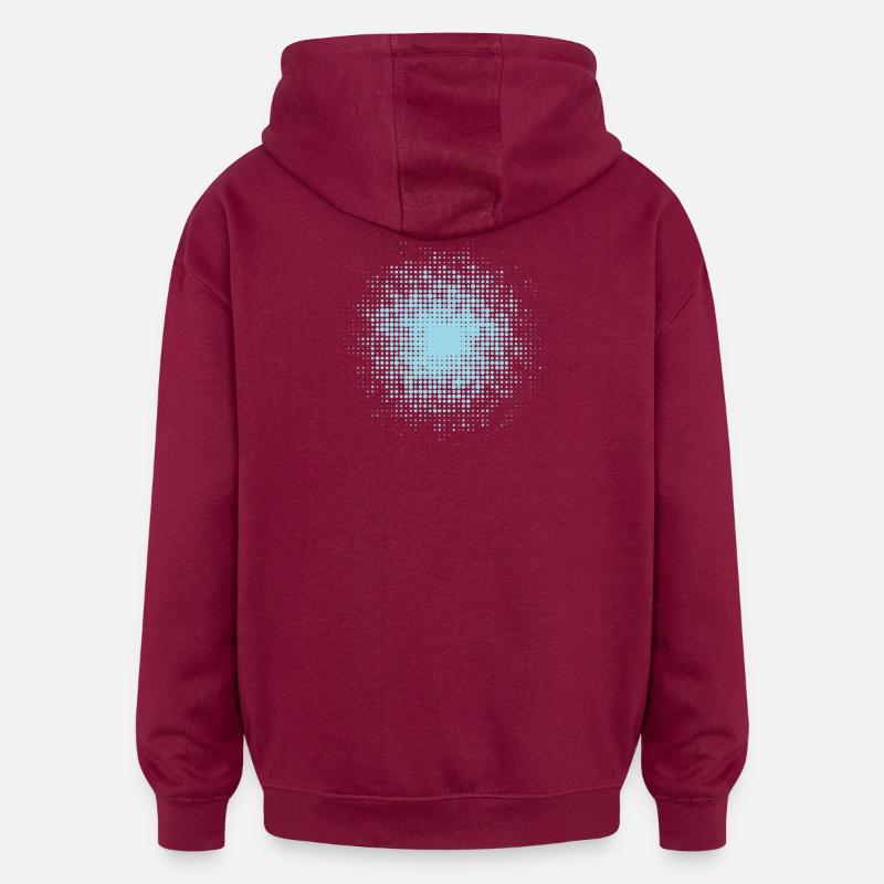 fond rond pointillé bleu clair - Sweat à capuche oversize unisexe - bordeaux