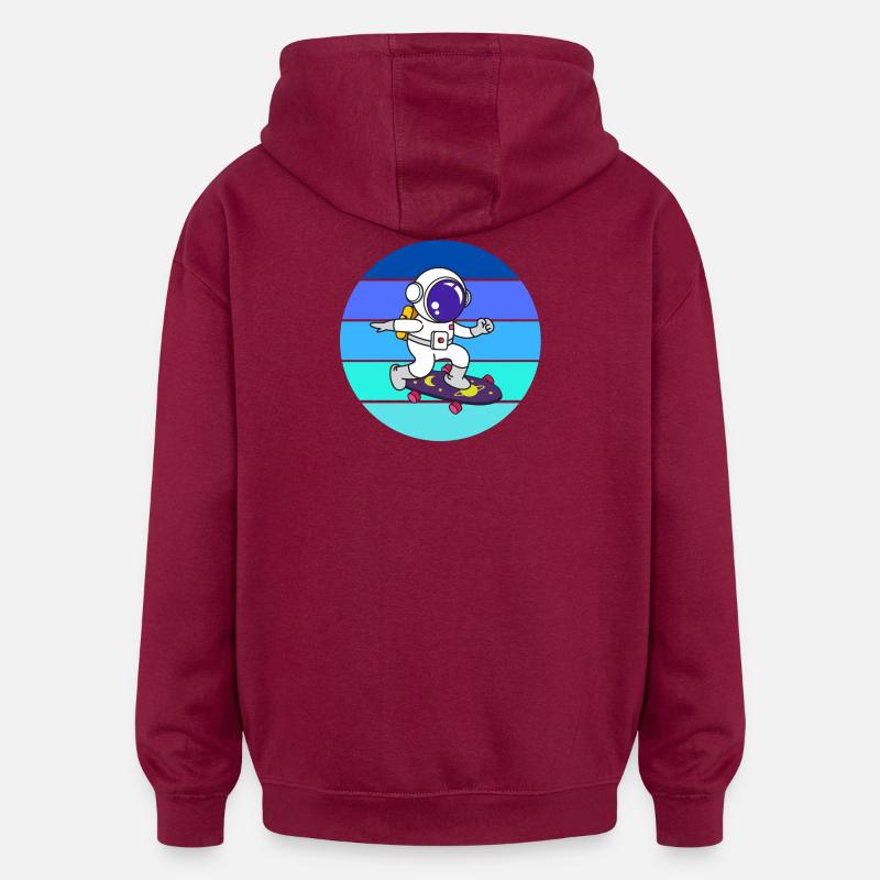 spaceman, astronaute, fusée - Sweat à capuche oversize unisexe - bordeaux
