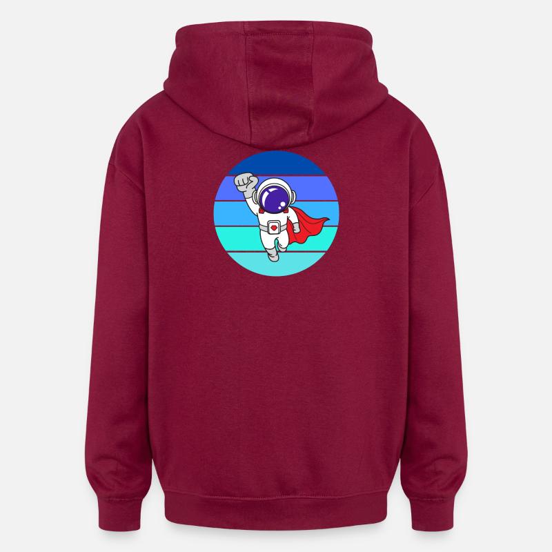 space, galaxy, astronaut - Oversized Unisex Hoodie - burgundy