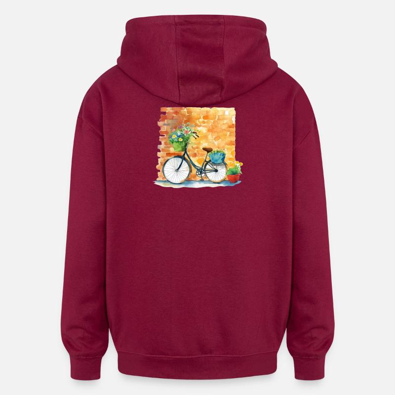 Bicycle - Oversized Unisex Hoodie - burgundy