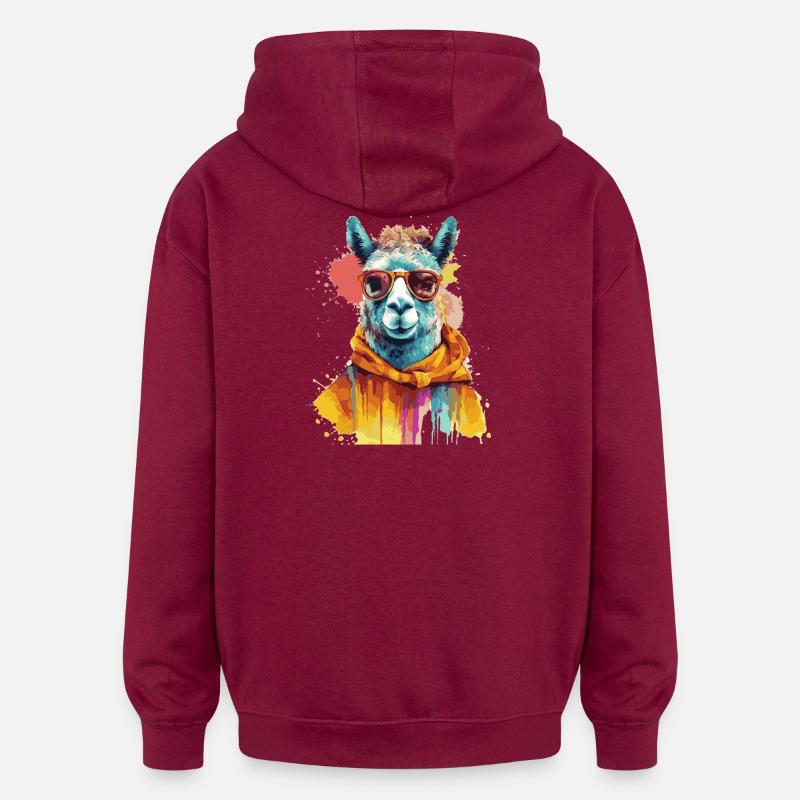 lama, alpaga, lama swag - Sweat à capuche oversize unisexe - bordeaux