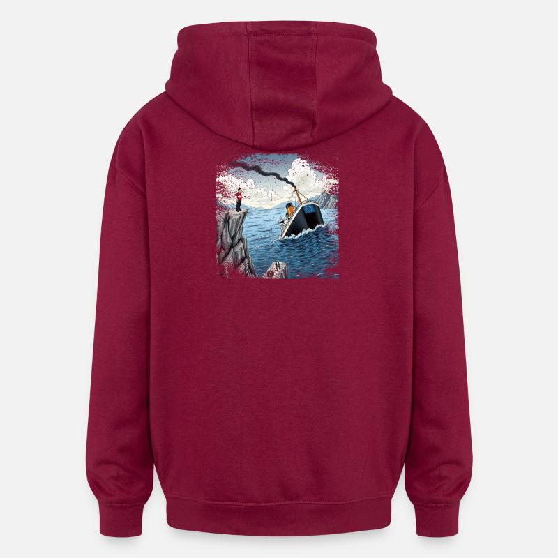 Satire Schweizer Neutralitat - Oversized Unisex Hoodie - Burgunderrot