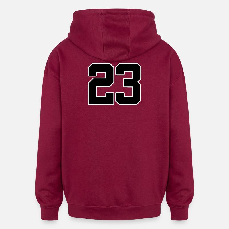 Numéro 23 Design Athlétique - Sweat à capuche oversize unisexe - bordeaux