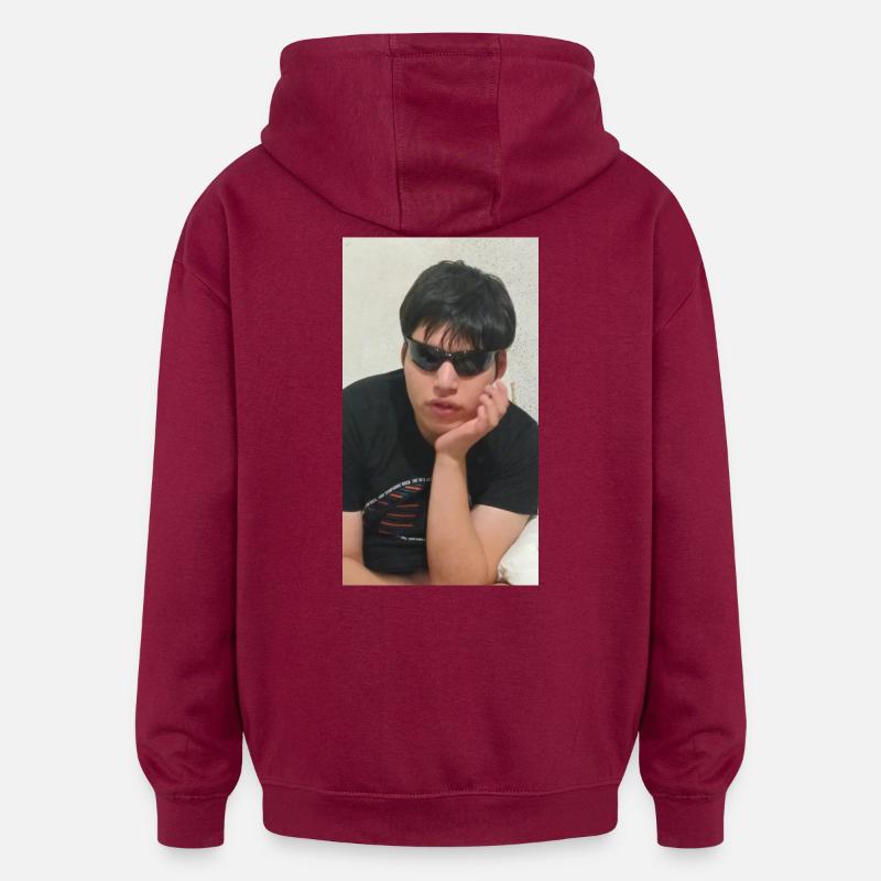 Silhouette urbaine avec lunettes - Sweat à capuche oversize unisexe - bordeaux