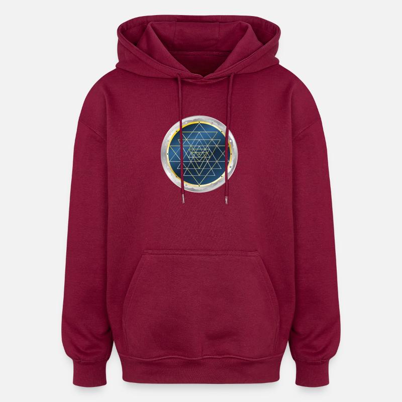 Sri Yantra, Géométrie Sacrée - Sweat à capuche oversize unisexe - bordeaux