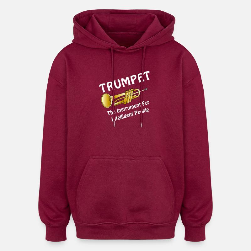 Intelligenter Trompetenweißtext - Oversized Unisex Hoodie - Burgunderrot