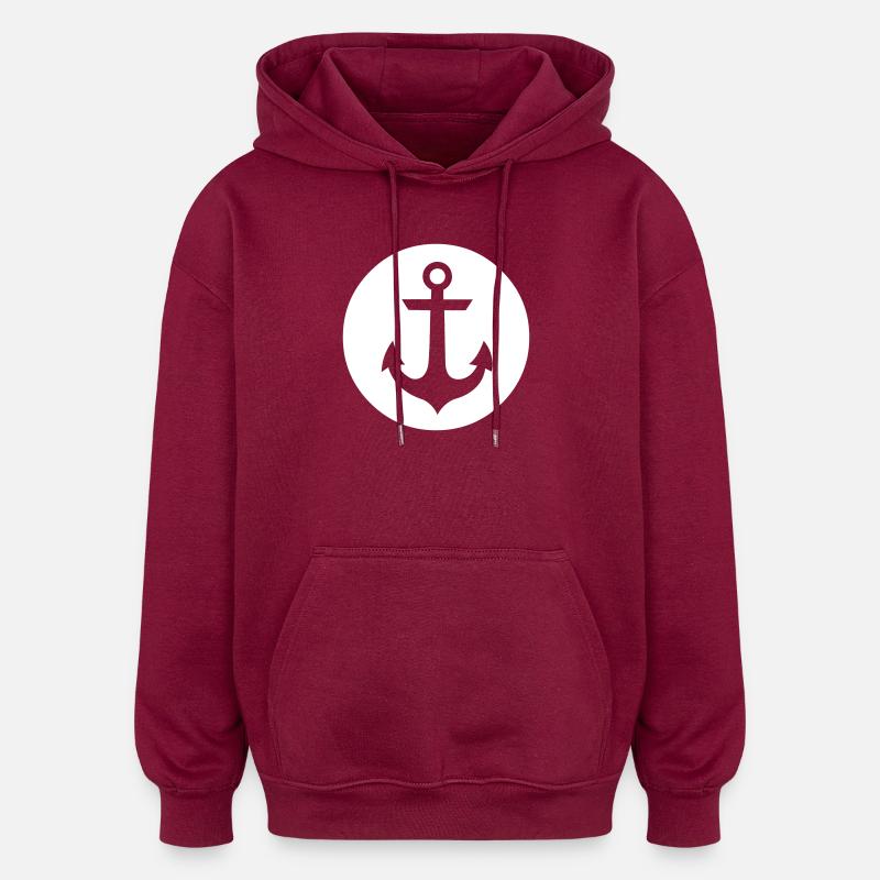 Ancre en cercle - Sweat à capuche oversize unisexe - bordeaux