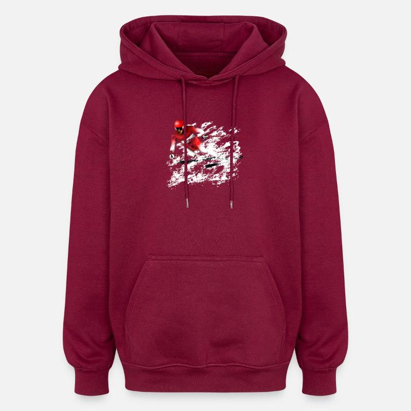 ski Slalom - Sweat à capuche oversize unisexe - bordeaux