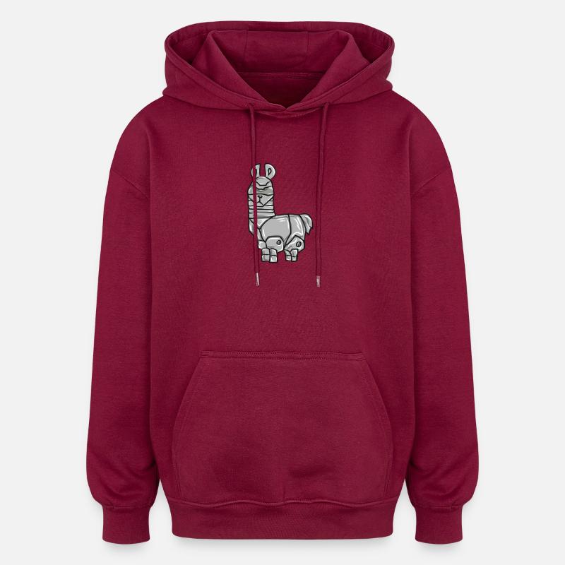 Robo Lama - Sweat à capuche oversize unisexe - bordeaux