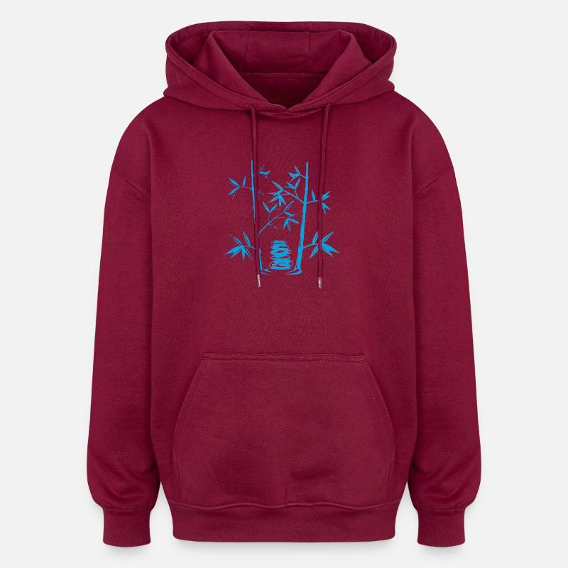 Bambou Bleu - Sweat à capuche oversize unisexe - bordeaux