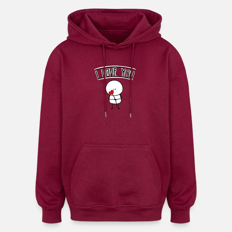 je t'aime - Sweat à capuche oversize unisexe - bordeaux