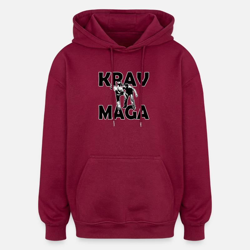 Krav Maga - Sweat à capuche oversize unisexe - bordeaux