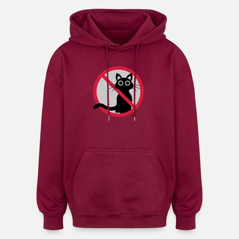 Katze verboten Schild - Oversized Unisex Hoodie - Burgunderrot