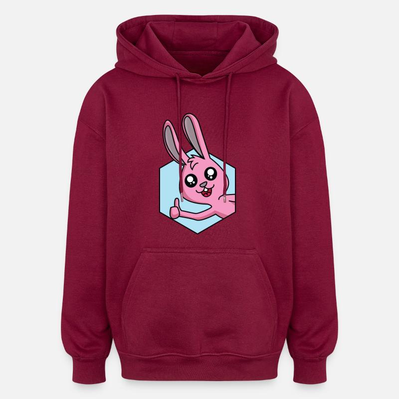 Pouce levé pour le lapin - Sweat à capuche oversize unisexe - bordeaux