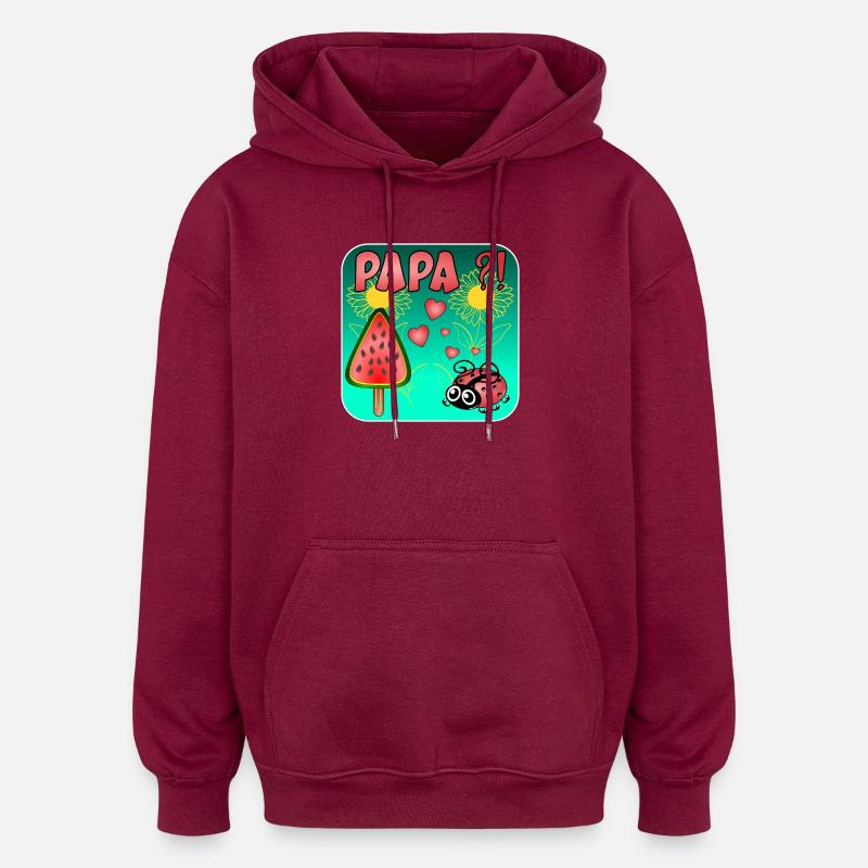 Wassermelonen Eiscreme - PAPA MARIENKÄFER - Oversized Unisex Hoodie - Burgunderrot
