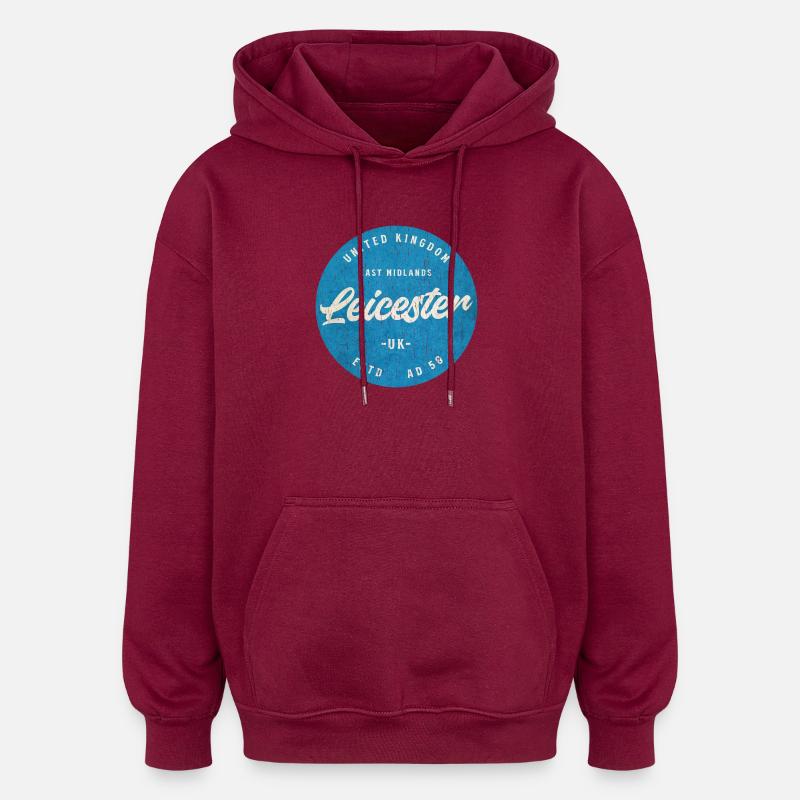 Badge Rétro Roundel de Leicester - Sweat à capuche oversize unisexe - bordeaux