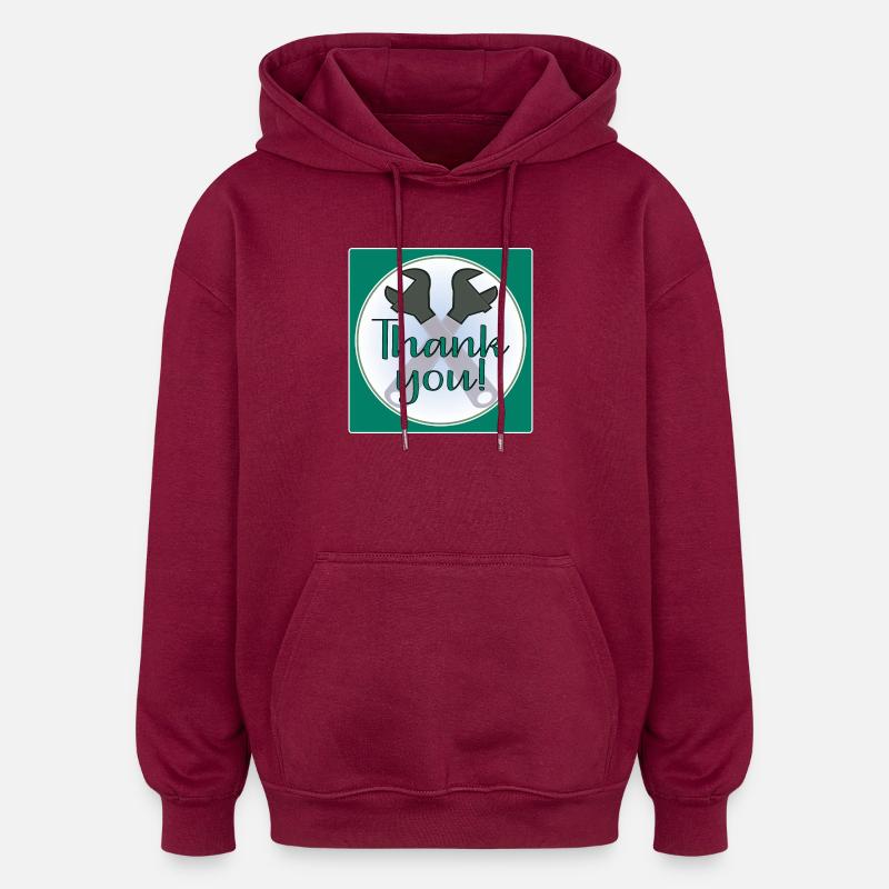 DANKE HANDWERKER - ZANGE - Oversized Unisex Hoodie - Burgunderrot