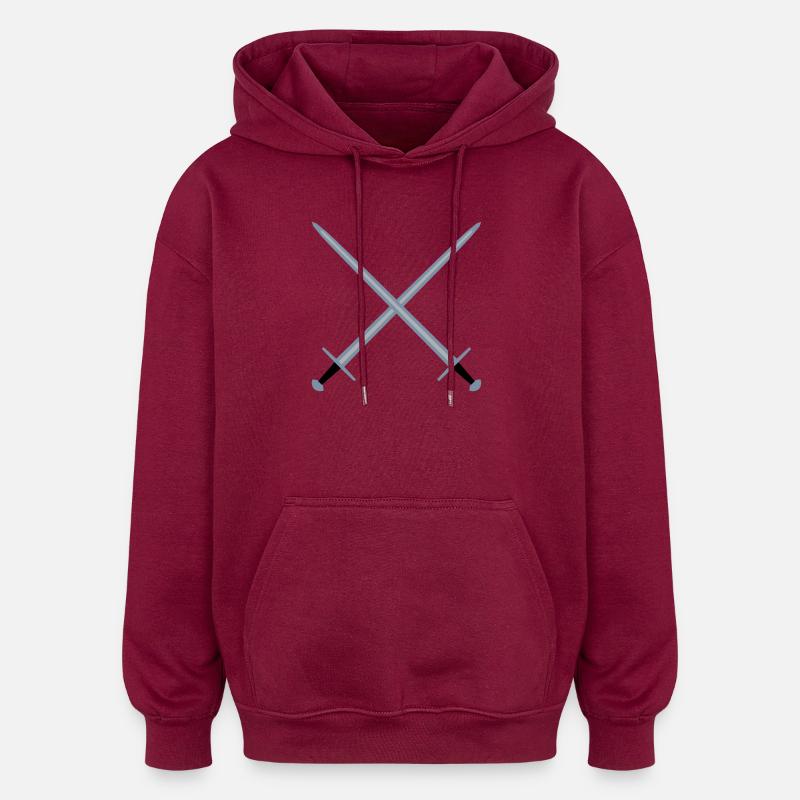 Gekreuzte Schwerter. - Oversized Unisex Hoodie - Burgunderrot
