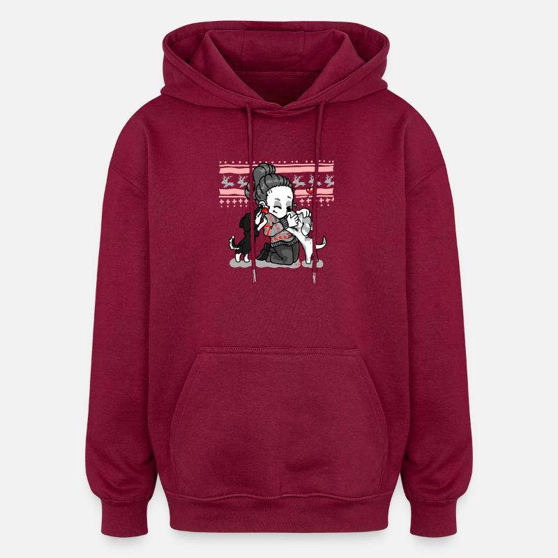 Chien Maman Chien Maman Noël - Sweat à capuche oversize unisexe - bordeaux