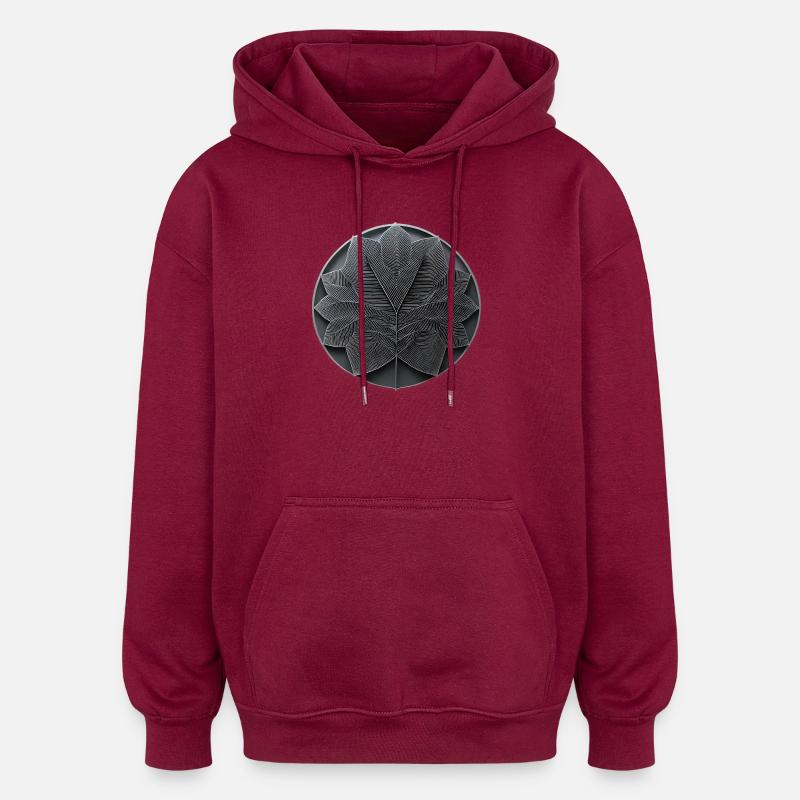Feuille Linéaire Nocturne - Sweat à capuche oversize unisexe - bordeaux