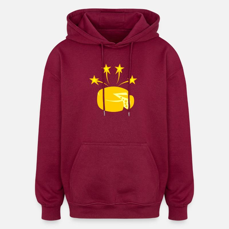 Fromage étoiles jaune d’or - Sweat à capuche oversize unisexe - bordeaux
