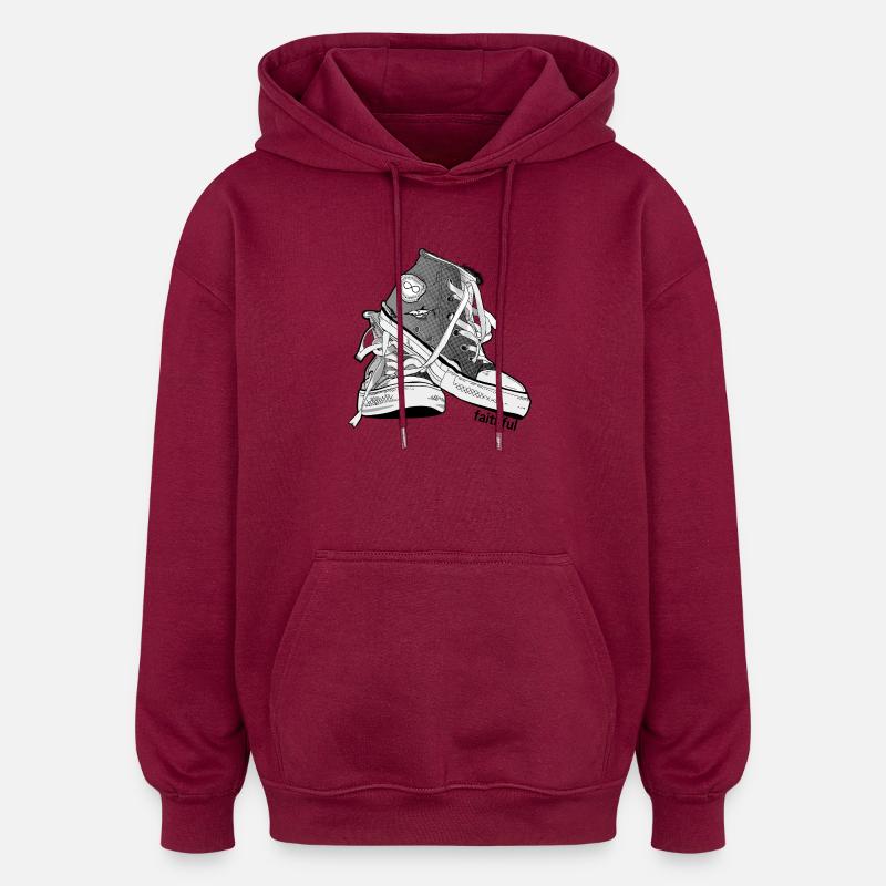 Fidèle-BW - Sweat à capuche oversize unisexe - bordeaux